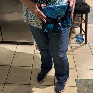 Blue and Green Clutch with Black Strap